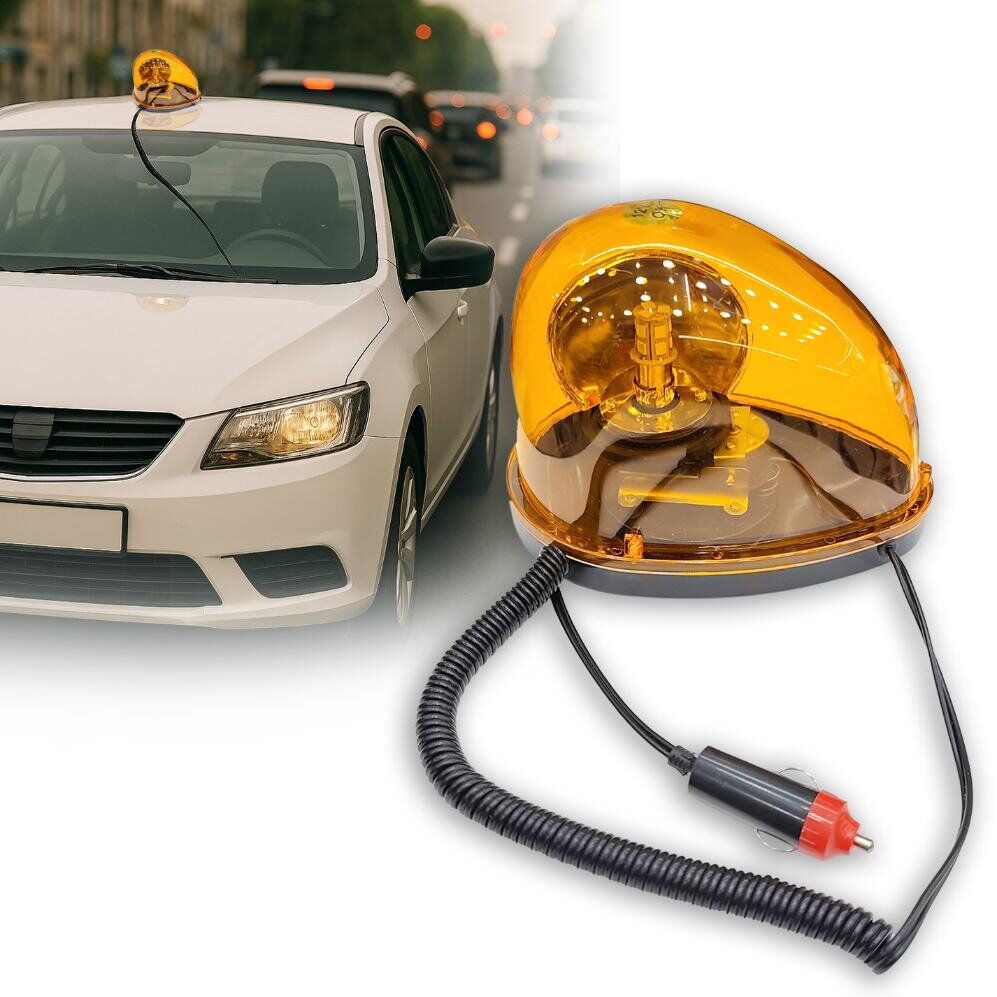 Heavy-Duty Revolving Warning Light – Yellow (12V) – Magnetic Mount 2 Heavy-Duty Revolving Warning Light – Yellow (12V) – Magnetic Mount - Image 2