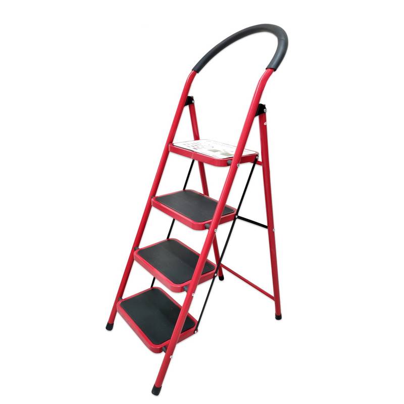 Red Aluminium Ladders - Rubber Pad Multi-Purpose Portable Ladder for Home, Kitchen, Garden, Office, Warehouse 1 red Aluminium ladders