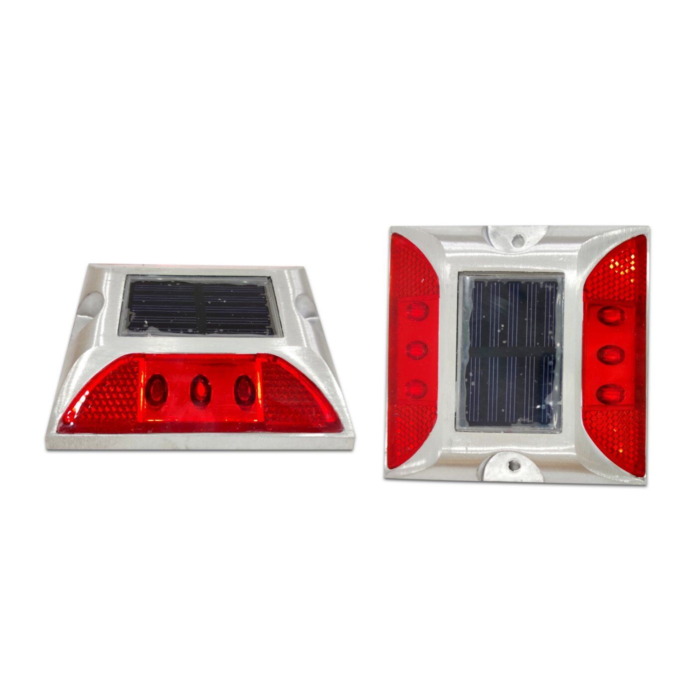 Road Stud - LED Solar Road Stud Light Marker Lighting Security Warning Lamp with 6 LED 2 road stud red