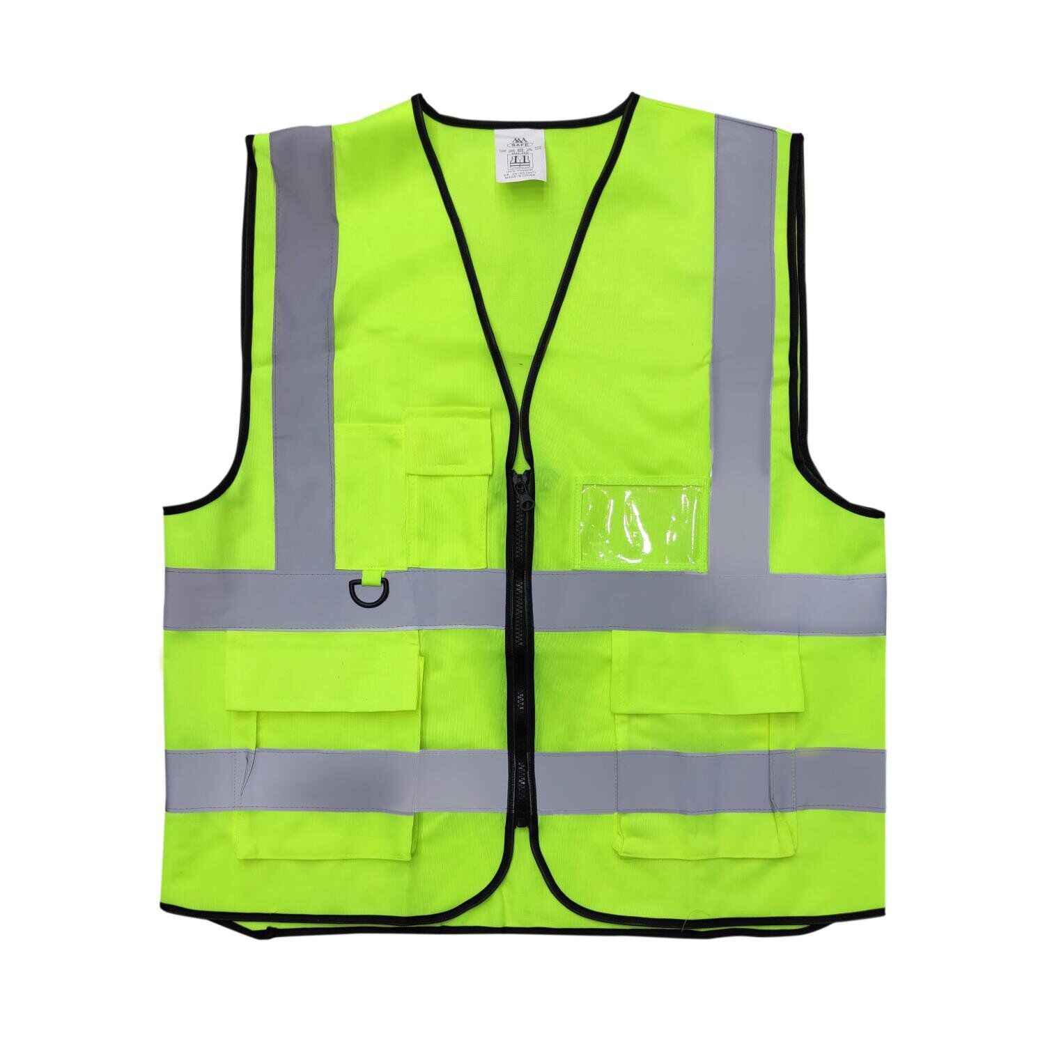 AAA SAFE SAFETY JACKET AAA/SJ-75 - High visibility reflective tape with zipper, Velcro flaps 2 strips, Quality Black Pippin 1 SAFE SAFETY JACKET AAA/SJ-75