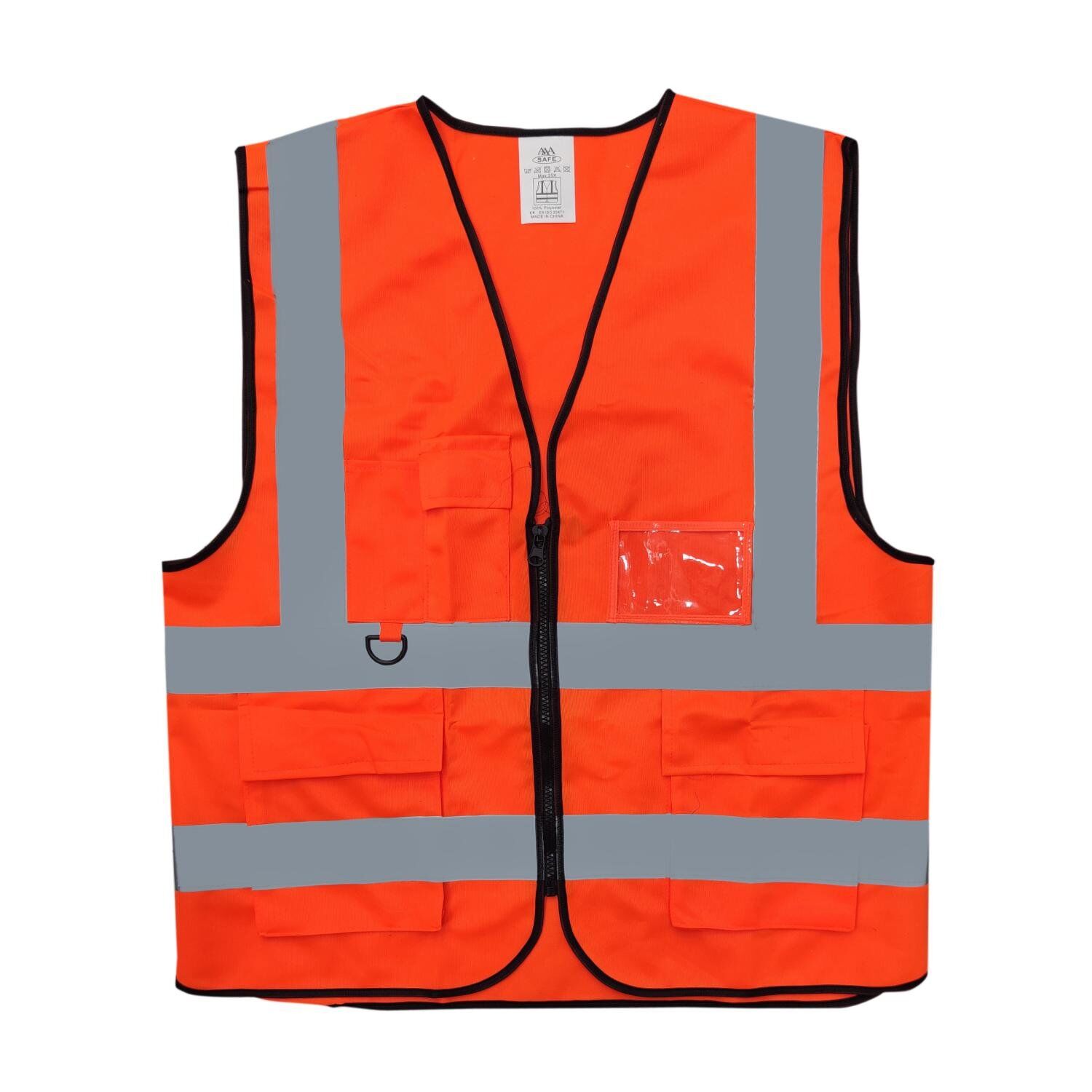 AAA SAFE SAFETY JACKET AAA/SJ-75 - High visibility reflective tape with zipper, Velcro flaps 2 strips, Quality Black Pippin 3 SAFE SAFETY JACKET AAA/SJ-75