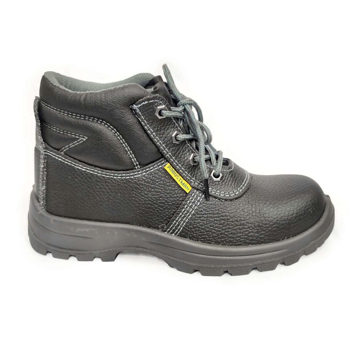 Robustman Safety Shoes High H/A-S3 - High Ankle Shoes, Buffalo Leather, Black Air Mesh, Steel Toecap & Midsole Rope Laced 2 ROBUSTMAN SAFETY SHOES HIGH