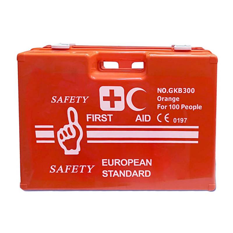 FIRST AID KIT 100 PERSON ORANGE BOX - Medicine Organizer, Indoor Outdoor Medical Utility. 1 FIRST AID KIT 100 PERSON ORANGE BOX - Medicine Organizer, Indoor Outdoor Medical Utility.