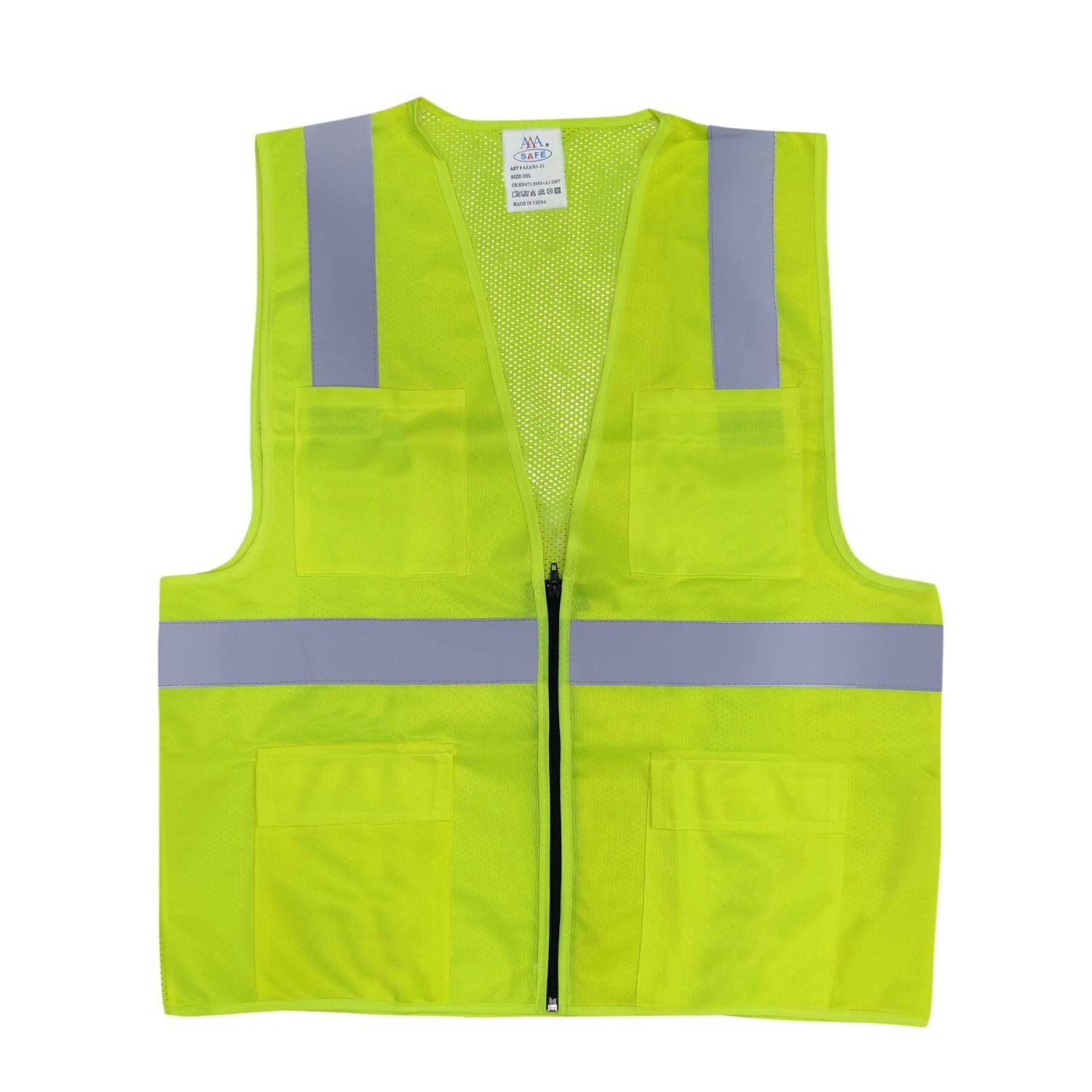 AAA Safety Jacket SJ-61 - Comfortable, Good Quality, High Visibility, Reflective Stripe & Strong Fabric 1 Safety Jacket SJ-61 green