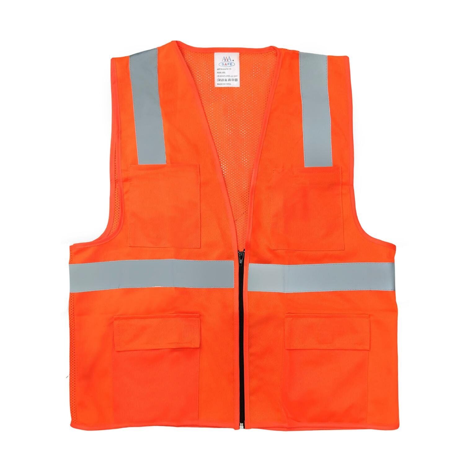 AAA Safety Jacket SJ-61 - Comfortable, Good Quality, High Visibility, Reflective Stripe & Strong Fabric 2 Safety Jacket SJ-61 orange
