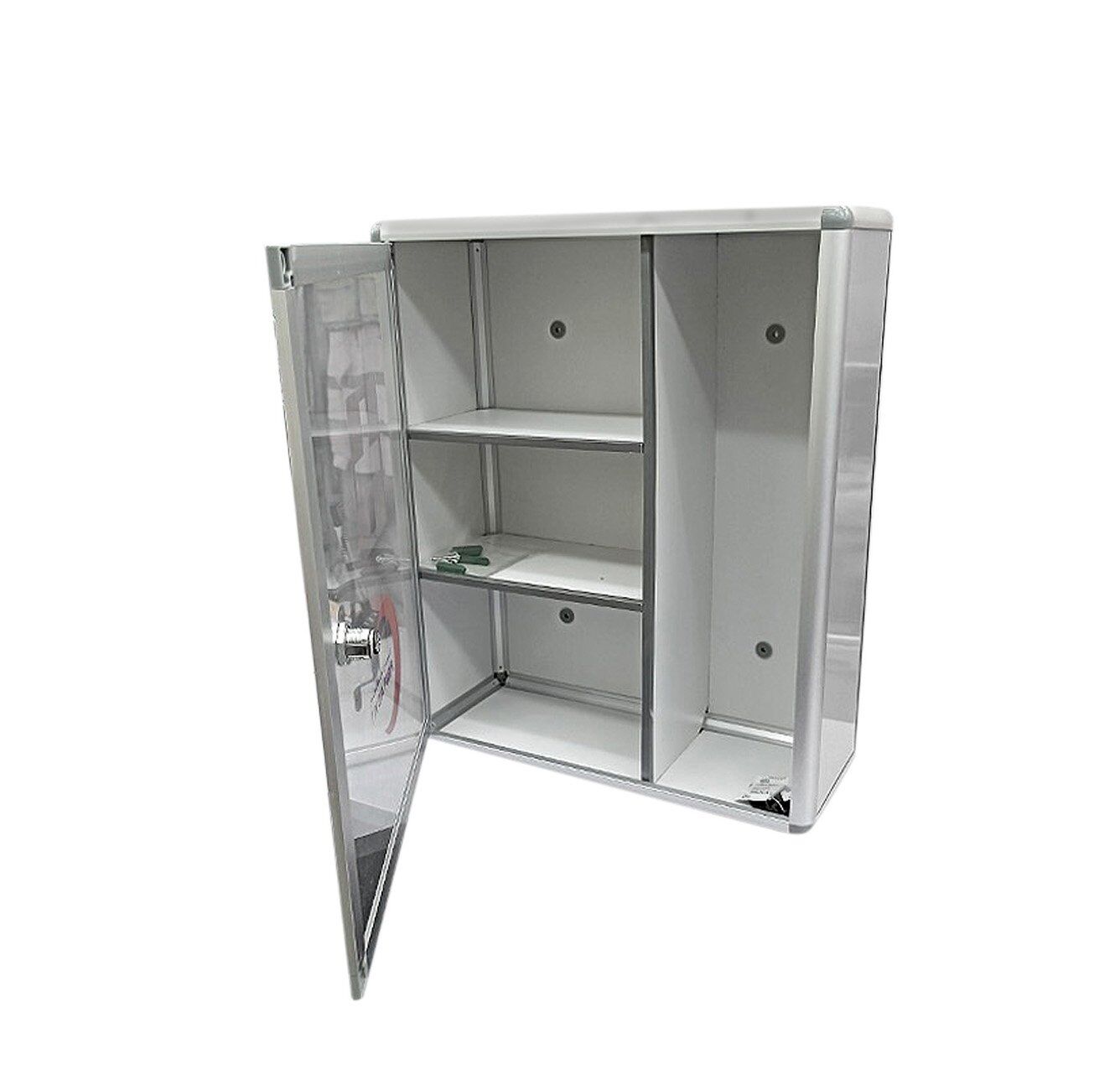 FIRST AID EMPTY GLASS BOX - Made from High Grade GI Metal, Front Toughened Glass Fitted, With Security Lock On Door For Safety 2 FIRST AID EMPTY GLASS BOX
