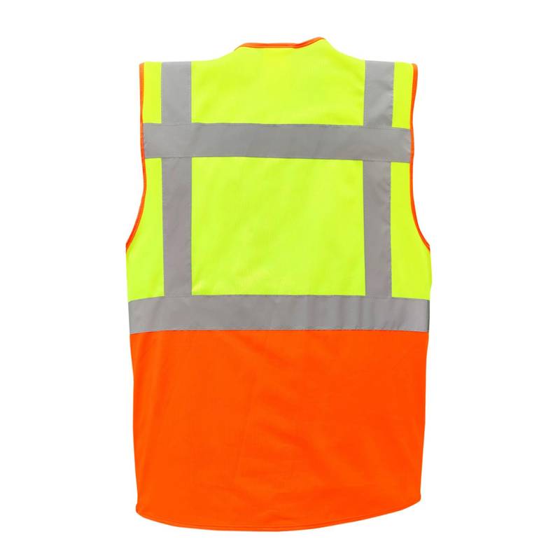 AAA Safety Jacket SJ-62 - High-Visibility Reflective Strips, Good Quality, Comfortable, Breathable and Light Enough 2 Safety Jacket SJ-62 green+orange back