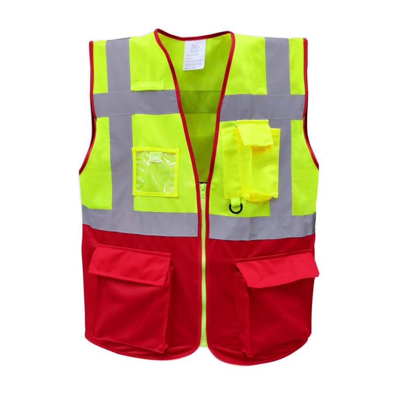 AAA SAFE SAFETY JACKET AAA/SJ-67 - Duo Colored Safety jacket with high visibility reflective tape with zipper 1 Safety Jacket SJ-67