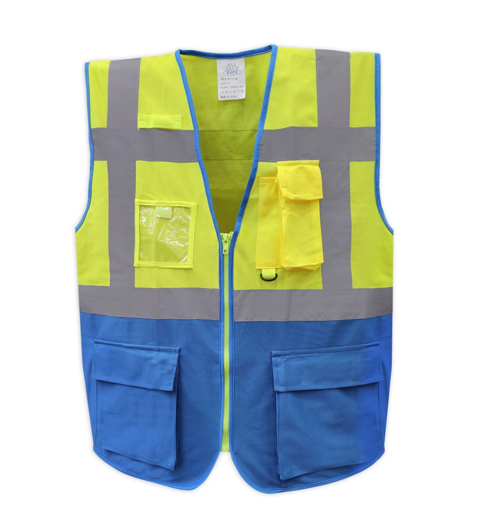 AAA SAFE SAFETY JACKET AAA/SJ-66 - Duo Colored Safety jacket with high visbility reflective tape with zipper 1 AAA SAFE SAFETY JACKET AAA/SJ-66 - Duo Colored Safety jacket with high visbility reflective tape with zipper
